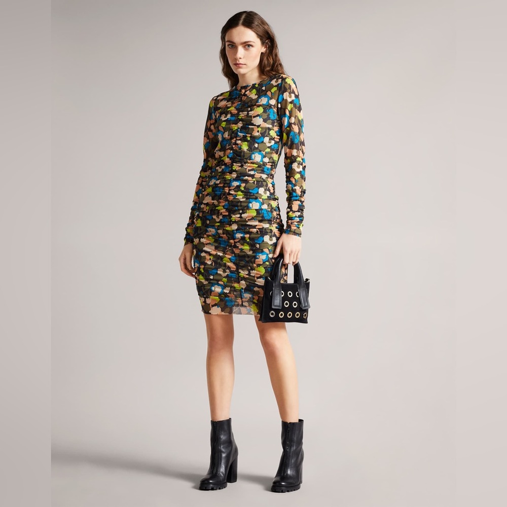 TED BAKER DressTED Size 1 US Size 4 Ttinna Ruched Front Bodycon Dress